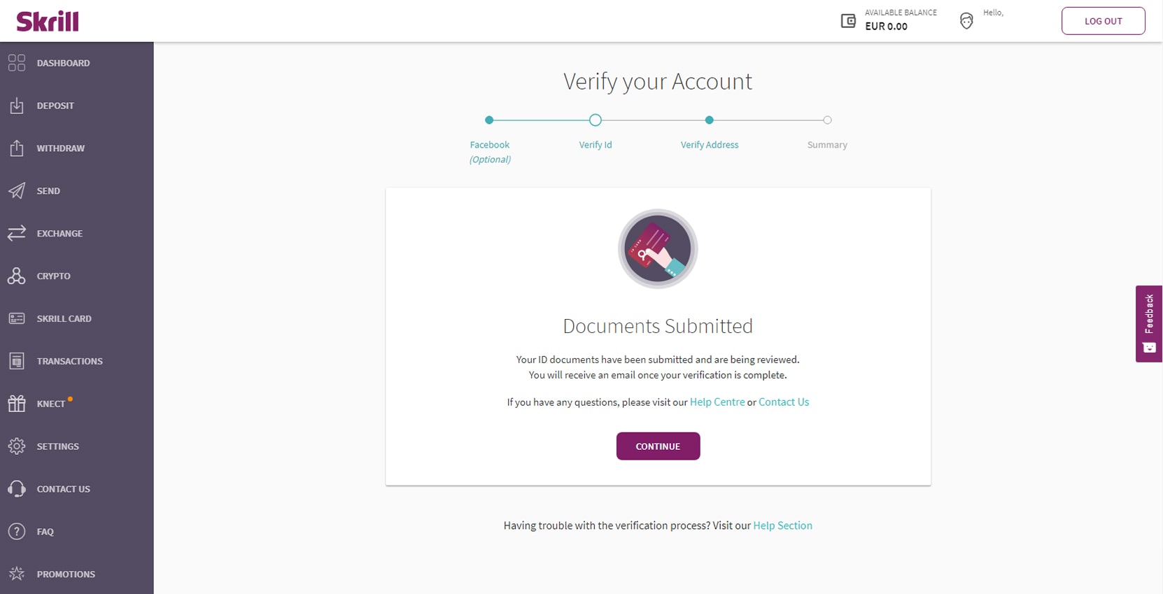 Skrill Verification Completed 
